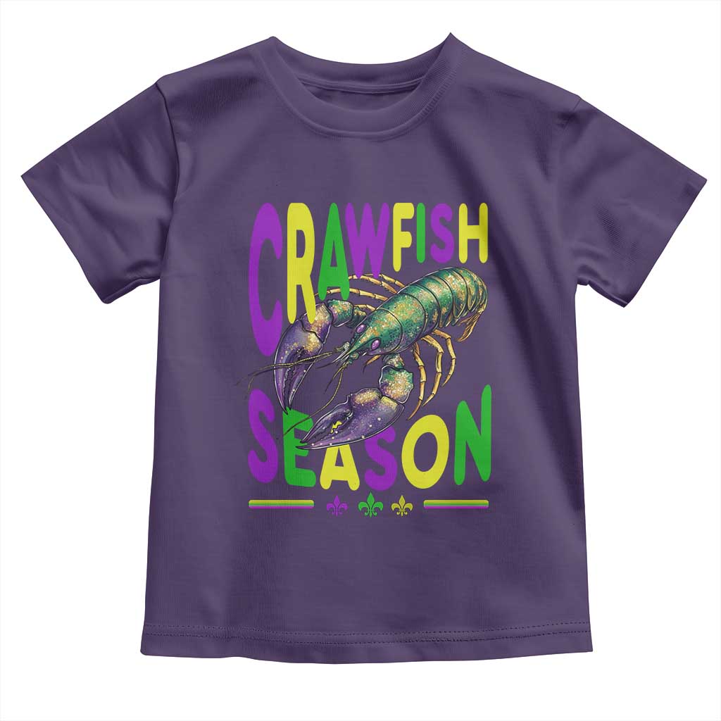 Funny Cajun Crawfish Boil Mardi Gras Toddler T Shirt Crawfish Season Fleur De Lis TS11 Purple Print Your Wear