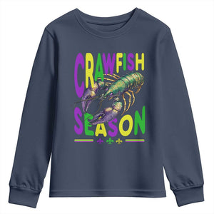 Funny Cajun Crawfish Boil Mardi Gras Youth Sweatshirt Crawfish Season Fleur De Lis TS11 Navy Print Your Wear
