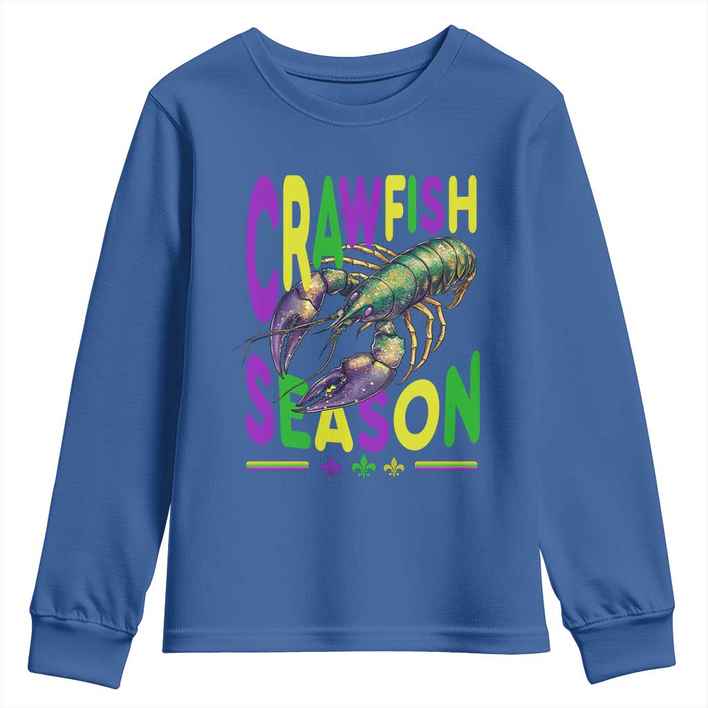 Funny Cajun Crawfish Boil Mardi Gras Youth Sweatshirt Crawfish Season Fleur De Lis TS11 Royal Blue Print Your Wear