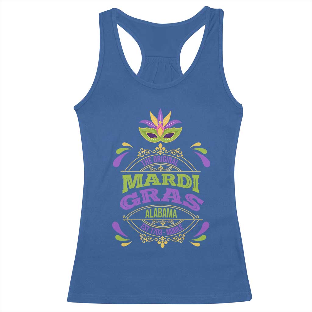 Funny The Original Mardi Gras Mobile Alabama Est 1703 Racerback Tank Top TS11 Royal Blue Print Your Wear