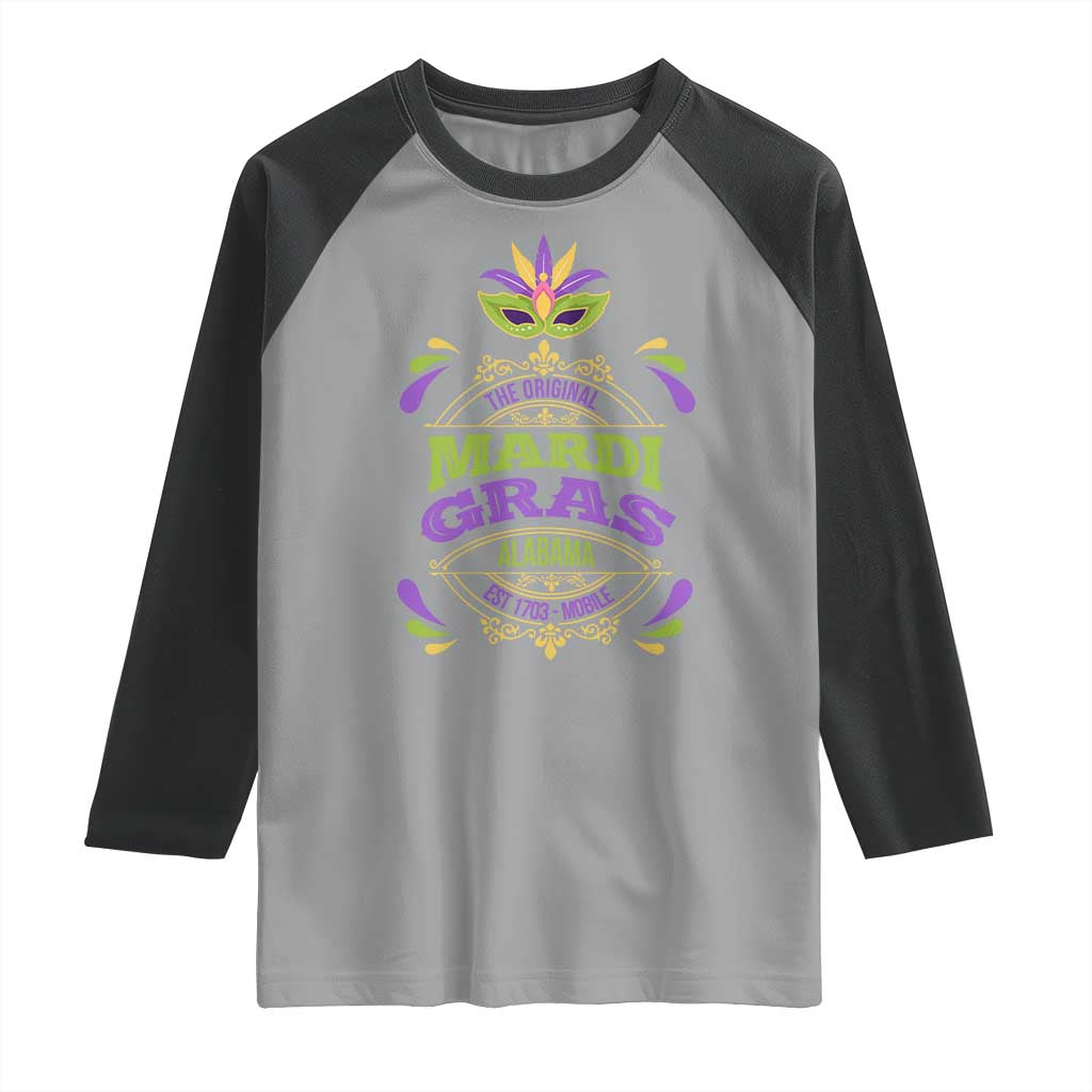 Funny The Original Mardi Gras Mobile Alabama Est 1703 Raglan Shirt TS11 Sport Gray Black Print Your Wear