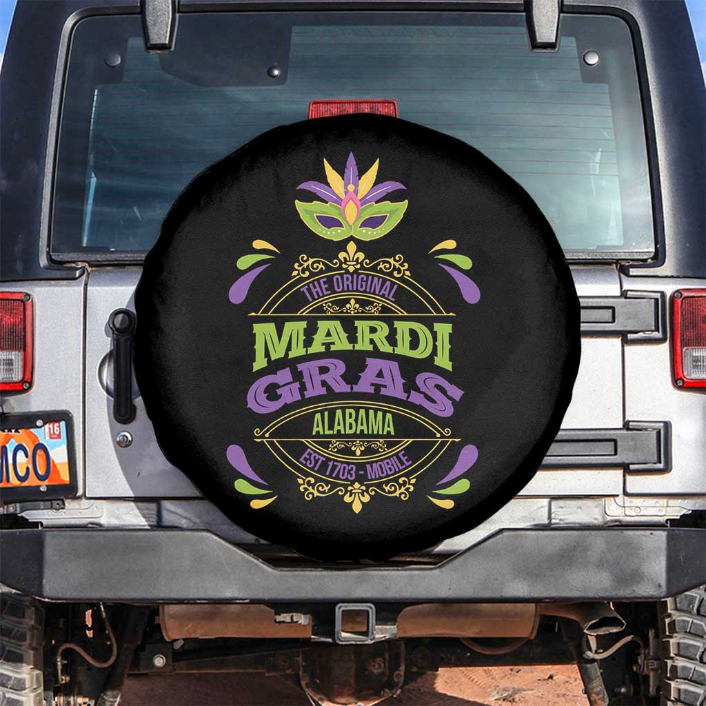 Funny The Original Mardi Gras Mobile Alabama Est 1703 Spare Tire Cover TS11 No hole Black Print Your Wear