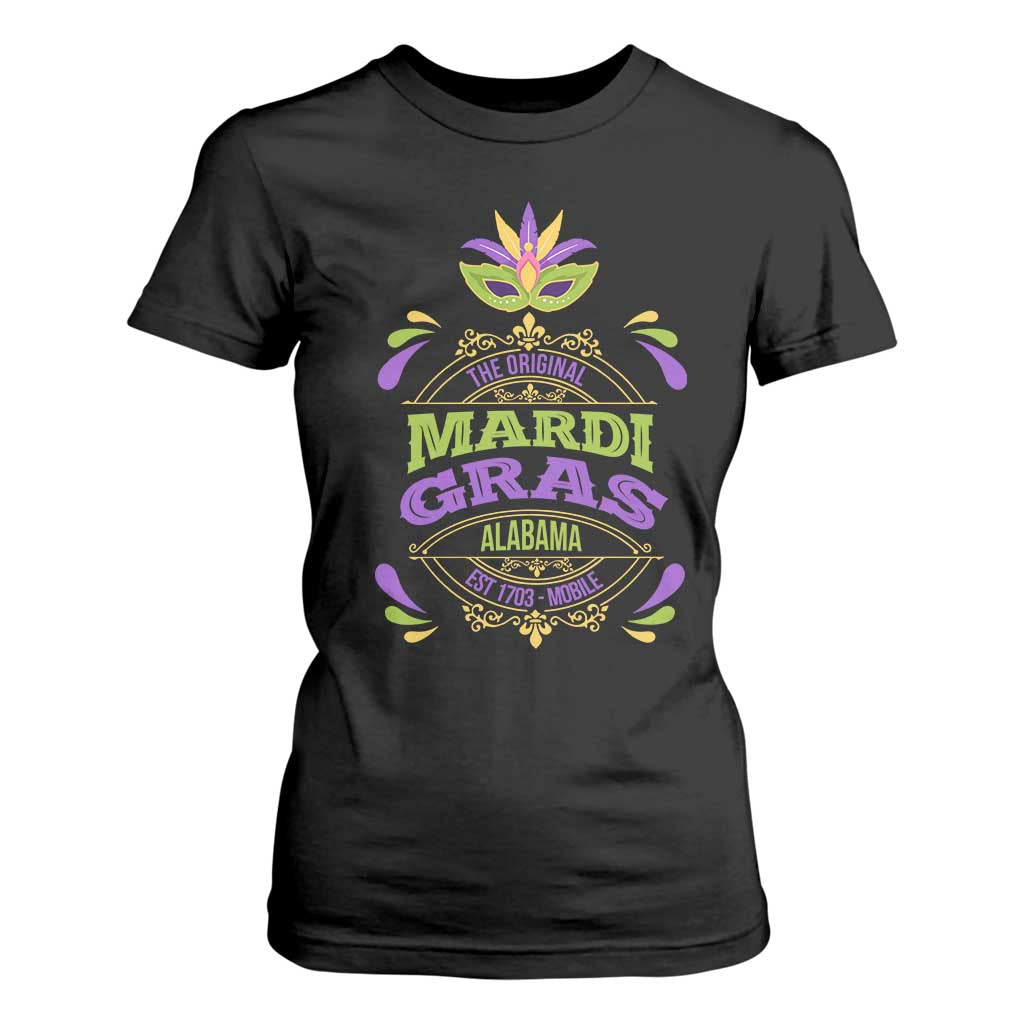 Funny The Original Mardi Gras Mobile Alabama Est 1703 T Shirt For Women TS11 Black Print Your Wear