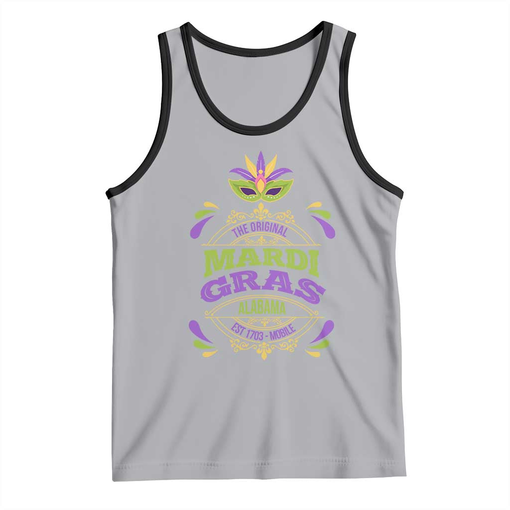 Funny The Original Mardi Gras Mobile Alabama Est 1703 Tank Top TS11 Athletic Heather Black Print Your Wear