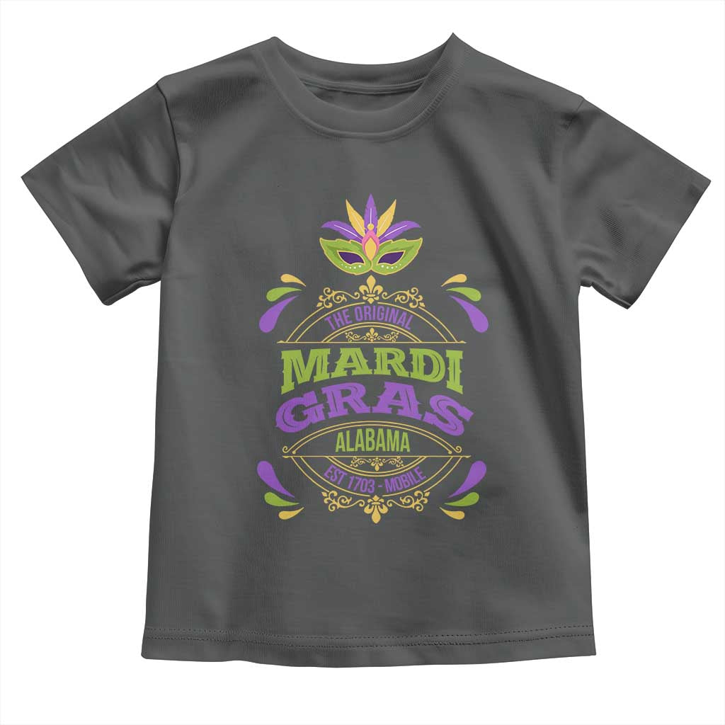 Funny The Original Mardi Gras Mobile Alabama Est 1703 Toddler T Shirt TS11 Dark Heather Print Your Wear