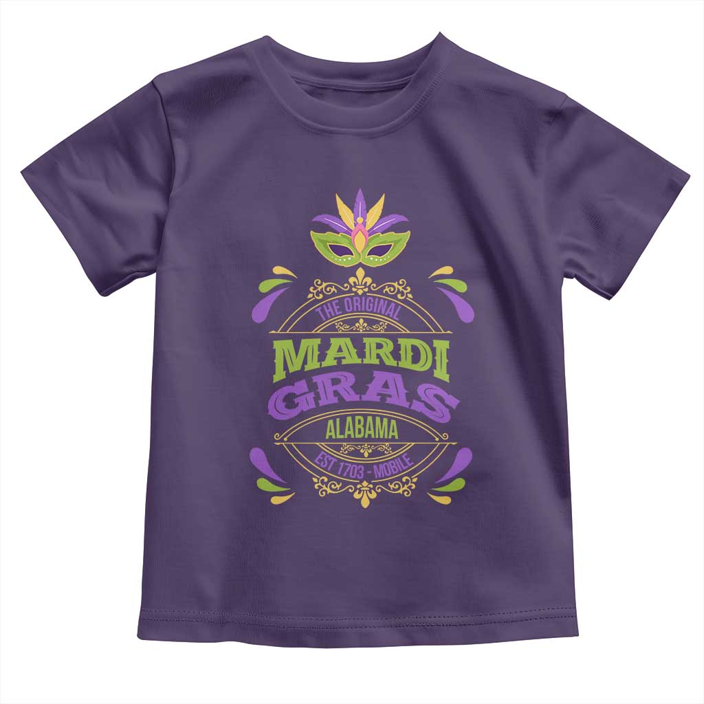 Funny The Original Mardi Gras Mobile Alabama Est 1703 Toddler T Shirt TS11 Purple Print Your Wear