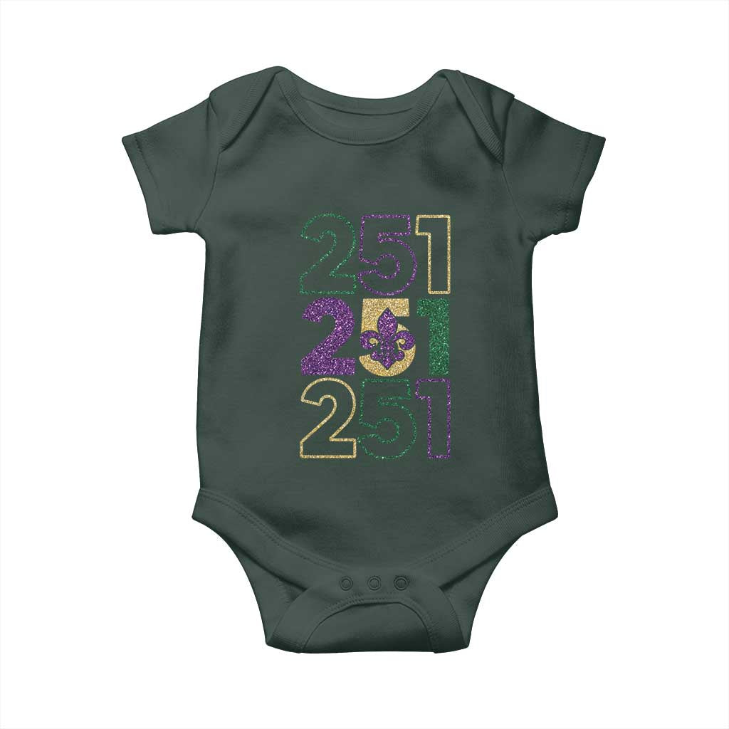 Funny Mobile Mardi Gras 251 Baby Onesie Glitter Print Area Code TS11 Print Your Wear