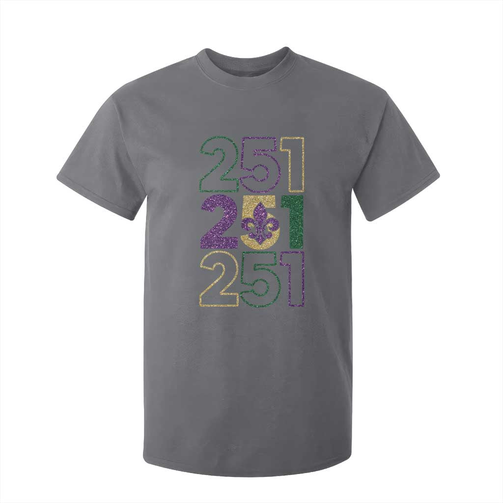 Funny Mobile Mardi Gras 251 T Shirt For Kid Glitter Print Area Code TS11 Charcoal Print Your Wear