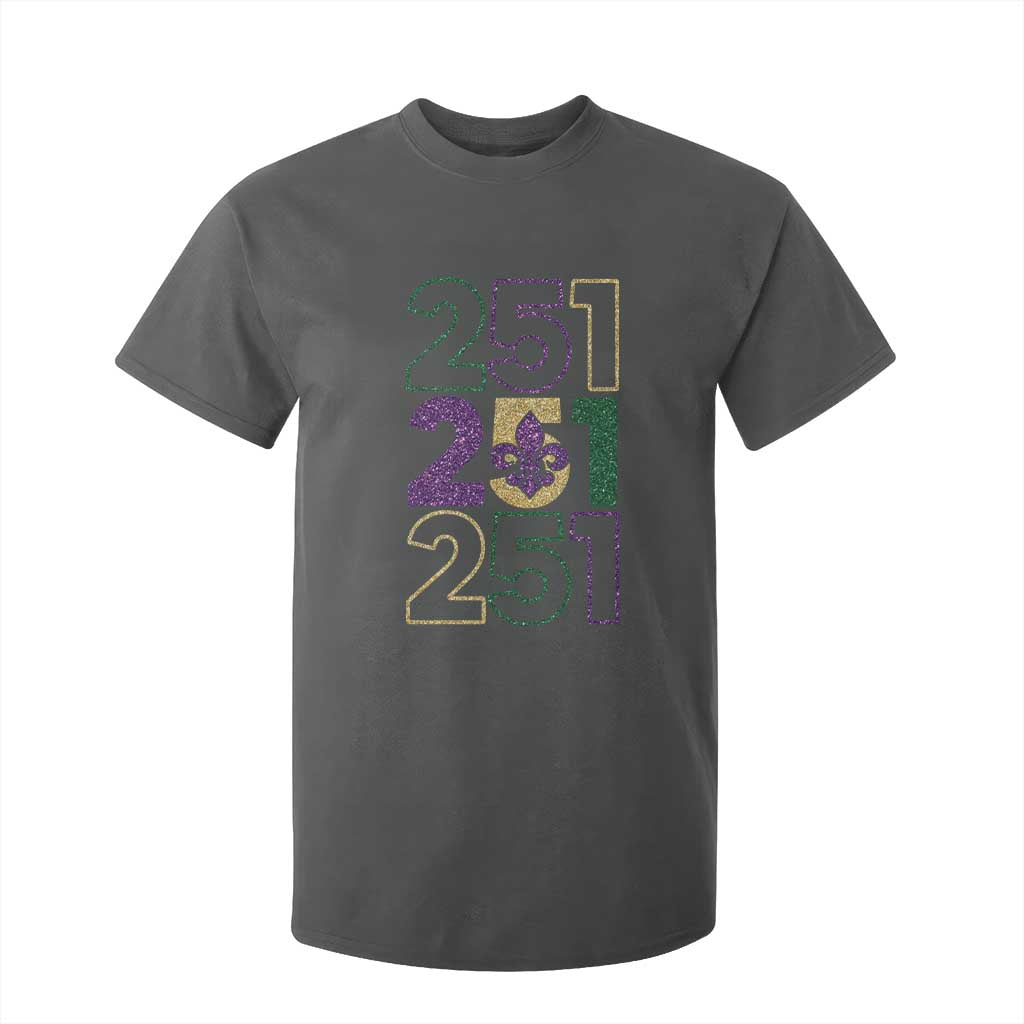 Funny Mobile Mardi Gras 251 T Shirt For Kid Glitter Print Area Code TS11 Dark Heather Print Your Wear