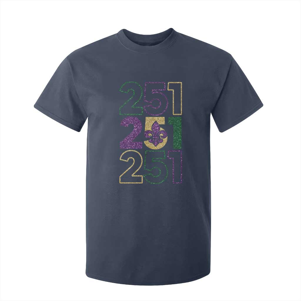 Funny Mobile Mardi Gras 251 T Shirt For Kid Glitter Print Area Code TS11 Navy Print Your Wear