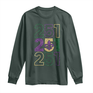 Funny Mobile Mardi Gras 251 Long Sleeve Shirt Glitter Print Area Code TS11 Dark Forest Green Print Your Wear