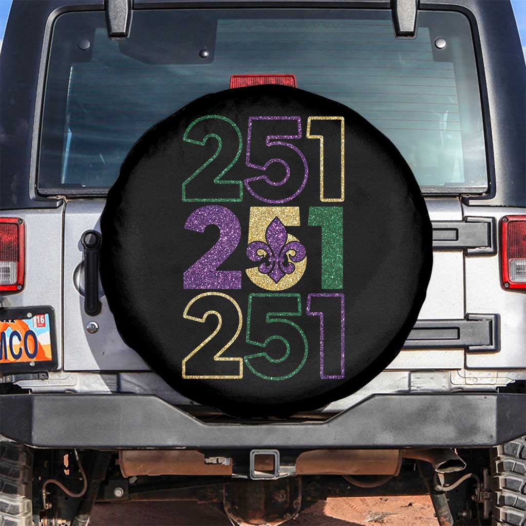 Funny Mobile Mardi Gras 251 Spare Tire Cover Glitter Print Area Code TS11 No hole Black Print Your Wear