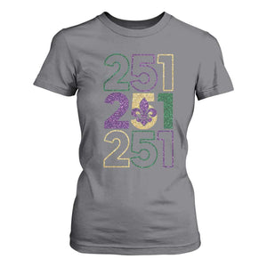 Funny Mobile Mardi Gras 251 T Shirt For Women Glitter Print Area Code TS11 Charcoal Print Your Wear
