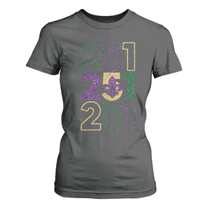 Funny Mobile Mardi Gras 251 T Shirt For Women Glitter Print Area Code TS11 Dark Heather Print Your Wear