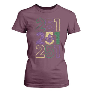 Funny Mobile Mardi Gras 251 T Shirt For Women Glitter Print Area Code TS11 Maroon Print Your Wear