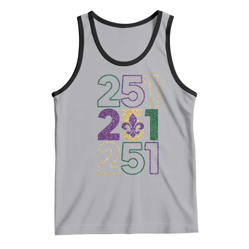 Funny Mobile Mardi Gras 251 Tank Top Glitter Print Area Code TS11 Athletic Heather Black Print Your Wear