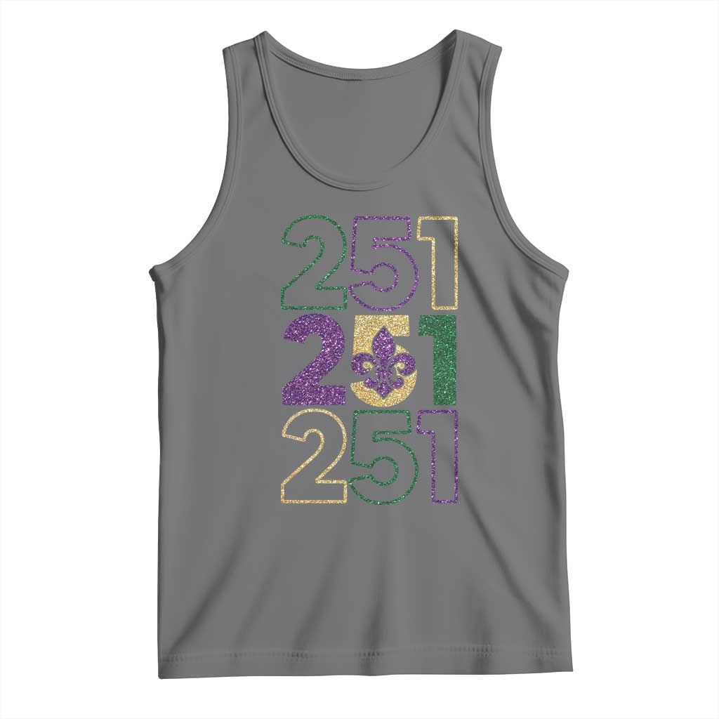 Funny Mobile Mardi Gras 251 Tank Top Glitter Print Area Code TS11 Black Heather Print Your Wear