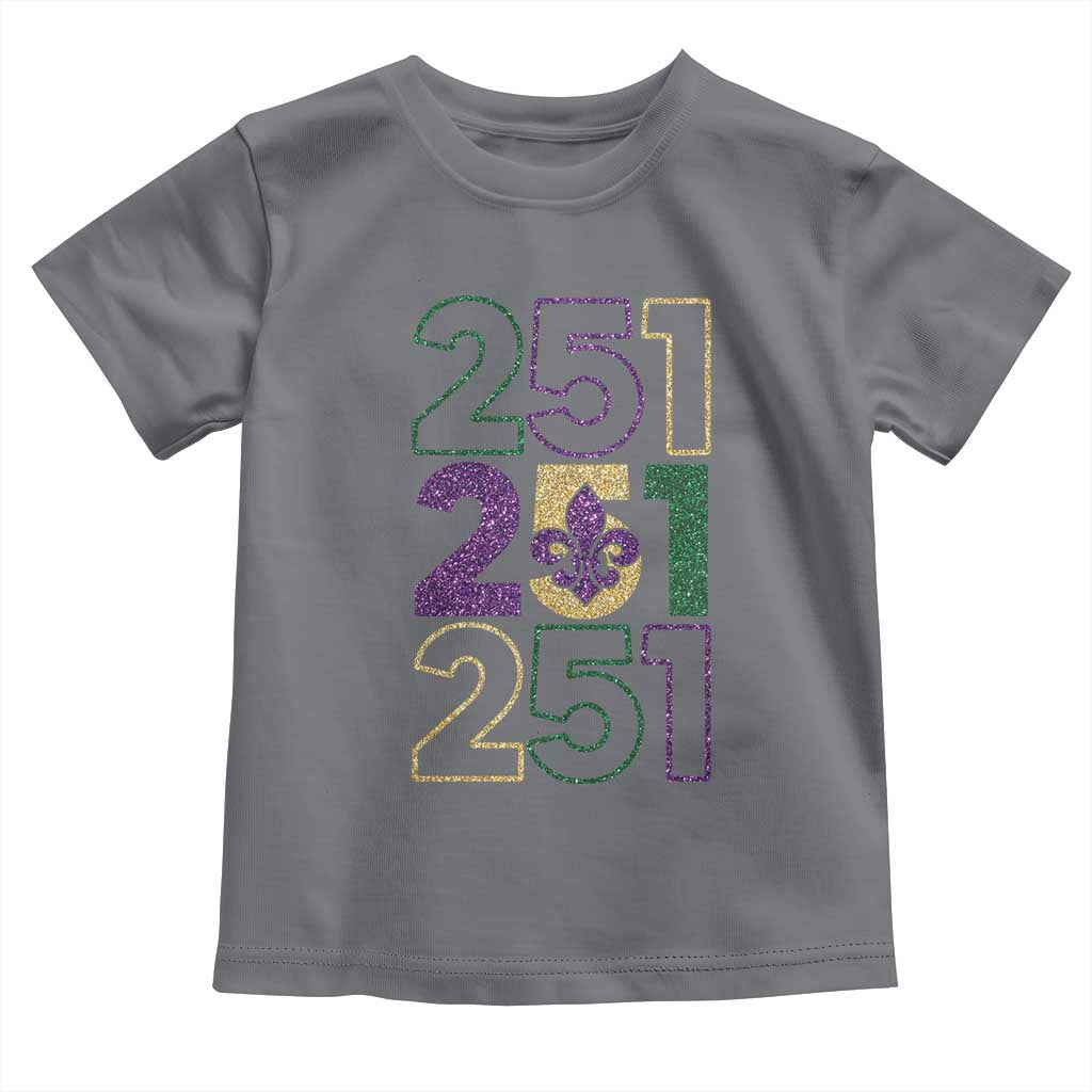 Funny Mobile Mardi Gras 251 Toddler T Shirt Glitter Print Area Code TS11 Charcoal Print Your Wear