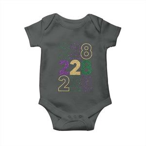 Funny The Coast Mardi Gras 228 Baby Onesie Glitter Print Area Code TS11 Dark Heather Print Your Wear