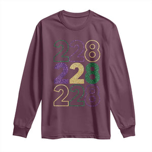 Funny The Coast Mardi Gras 228 Long Sleeve Shirt Glitter Print Area Code TS11 Maroon Print Your Wear