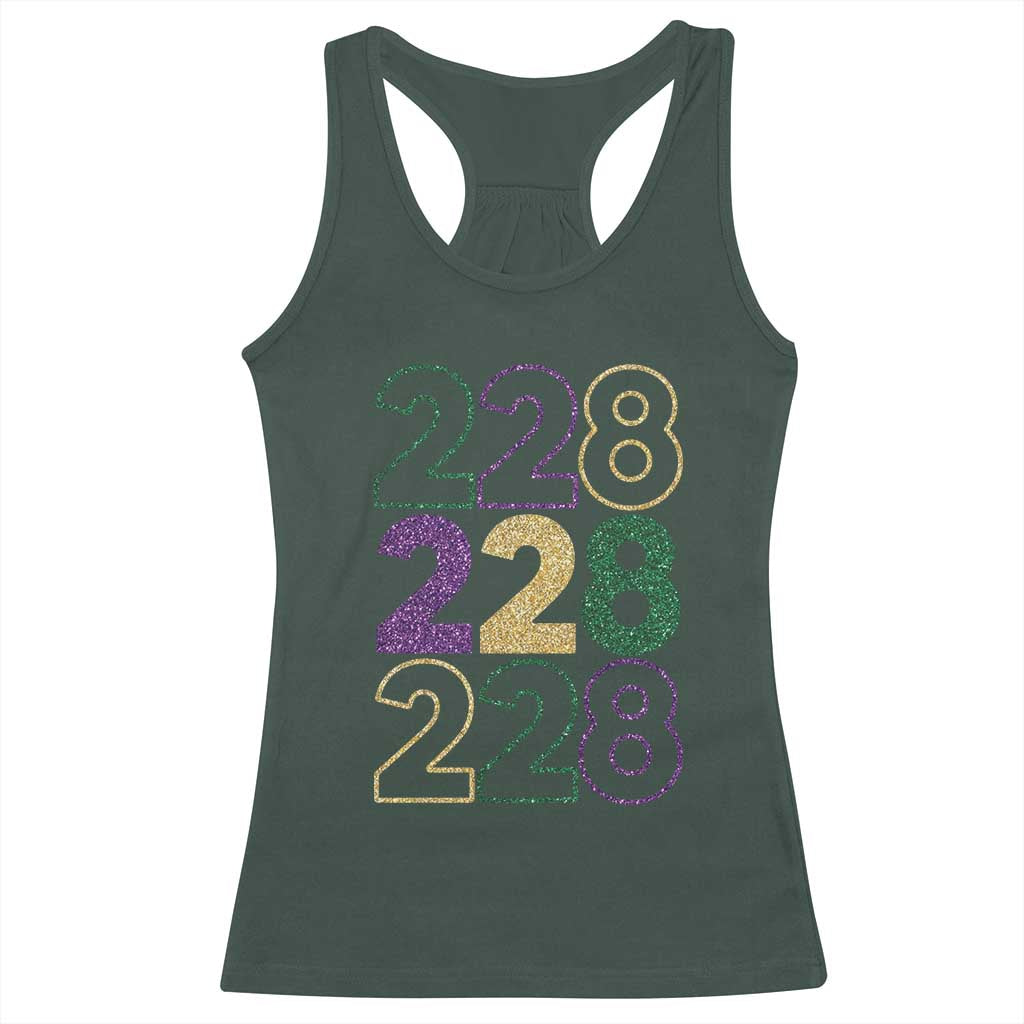 Funny The Coast Mardi Gras 228 Racerback Tank Top Glitter Print Area Code TS11 Dark Forest Green Print Your Wear