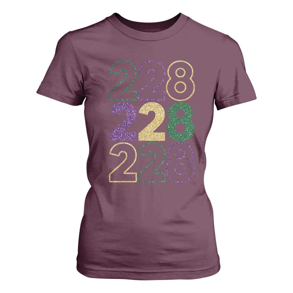 Funny The Coast Mardi Gras 228 T Shirt For Women Glitter Print Area Code TS11 Maroon Print Your Wear