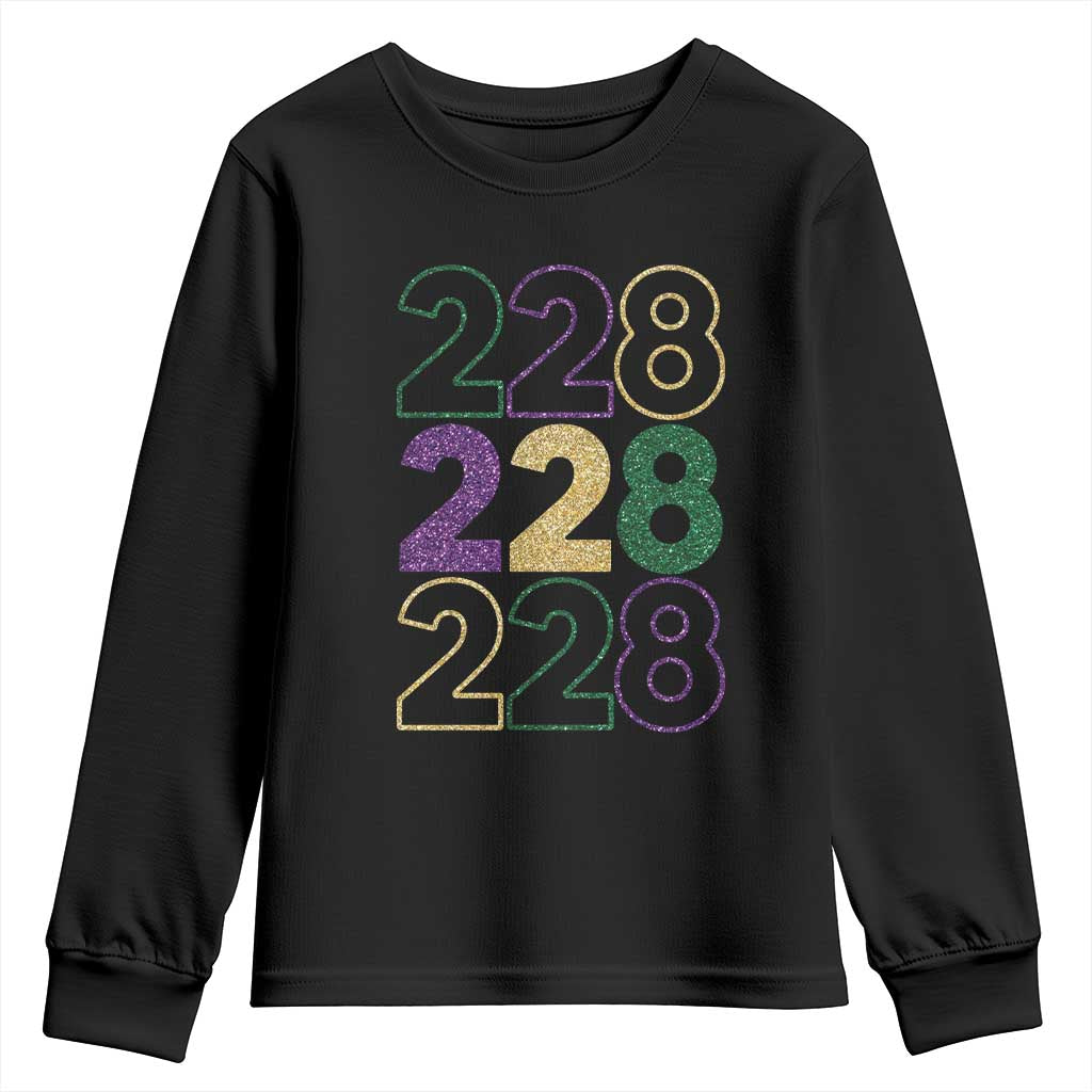 Funny The Coast Mardi Gras 228 Youth Sweatshirt Glitter Print Area Code TS11 Black Print Your Wear