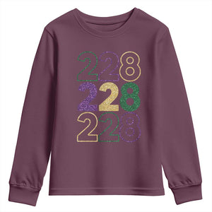 Funny The Coast Mardi Gras 228 Youth Sweatshirt Glitter Print Area Code TS11 Maroon Print Your Wear