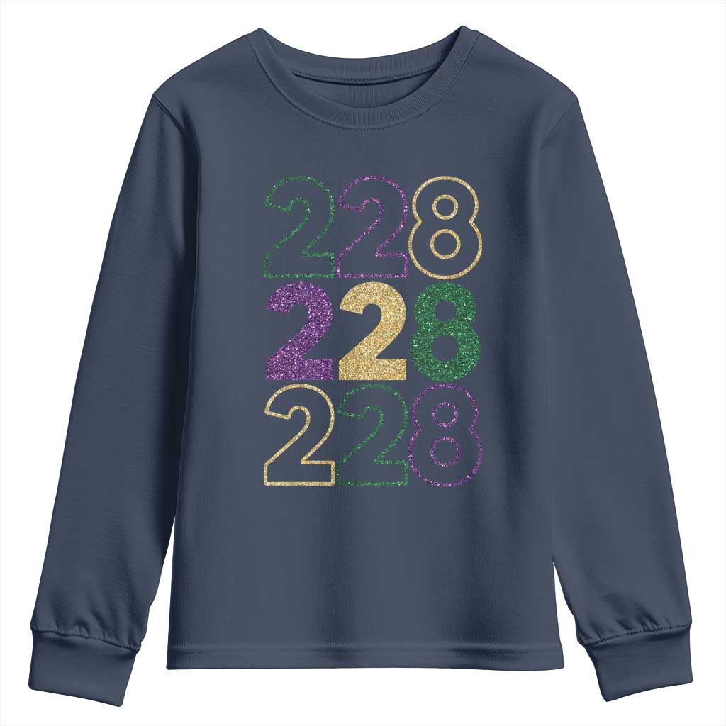 Funny The Coast Mardi Gras 228 Youth Sweatshirt Glitter Print Area Code TS11 Navy Print Your Wear
