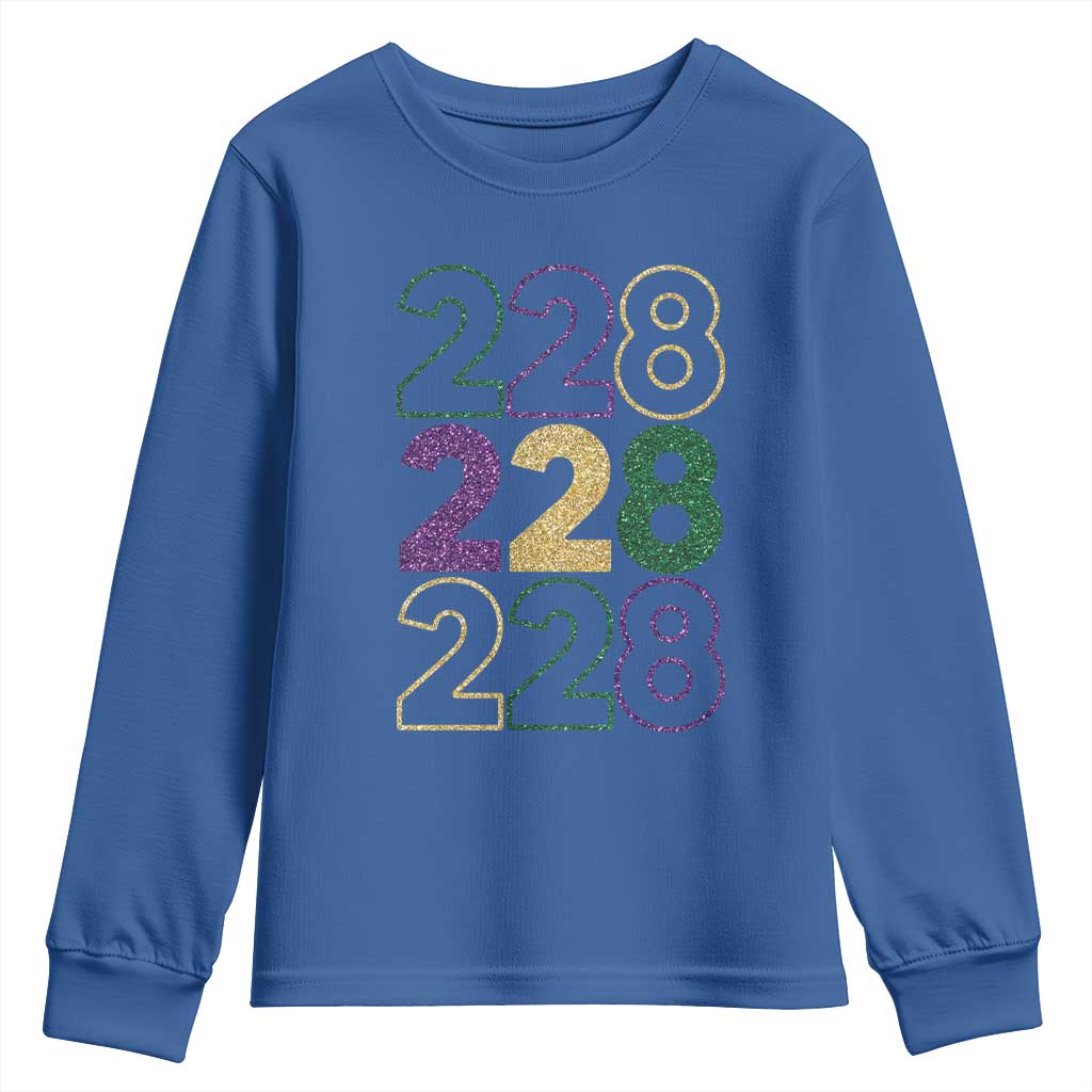 Funny The Coast Mardi Gras 228 Youth Sweatshirt Glitter Print Area Code TS11 Royal Blue Print Your Wear