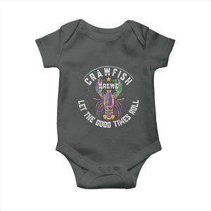 Crawfish Krewe Let The Good Times Roll Baby Onesie Funny Mardi Gras TS11 Dark Heather Print Your Wear