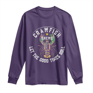 Crawfish Krewe Let The Good Times Roll Long Sleeve Shirt Funny Mardi Gras TS11 Purple Print Your Wear