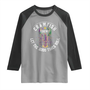 Crawfish Krewe Let The Good Times Roll Raglan Shirt Funny Mardi Gras TS11 Sport Gray Black Print Your Wear