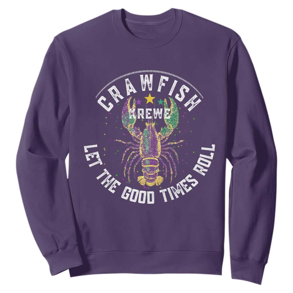 Crawfish Krewe Let The Good Times Roll Sweatshirt Funny Mardi Gras TS11 Purple Print Your Wear