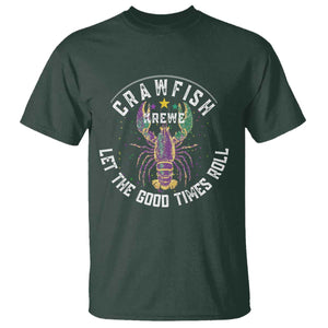 Crawfish Krewe Let The Good Times Roll T Shirt Funny Mardi Gras TS11 Dark Forest Green Print Your Wear