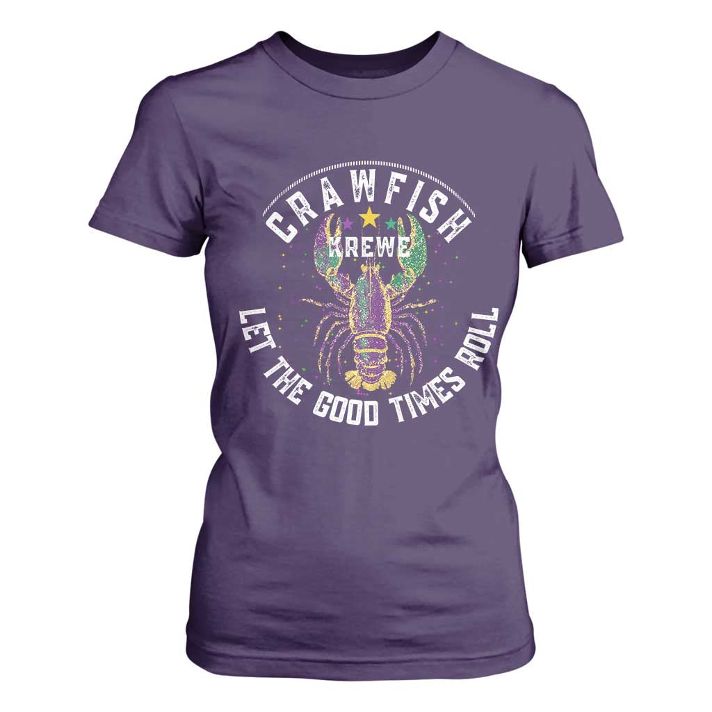 Crawfish Krewe Let The Good Times Roll T Shirt For Women Funny Mardi Gras TS11 Purple Print Your Wear