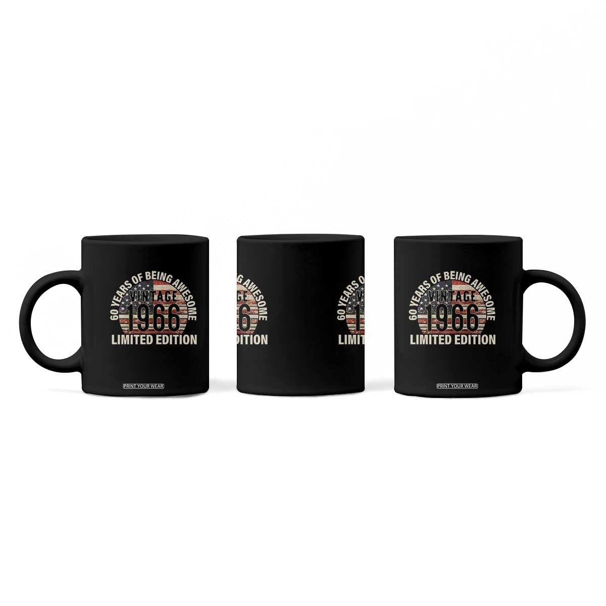 60th Birthday Coffee Mug Vintage 1966 Limited Edition 60 Years Of Being Awesome American Flag TS11 Print Your Wear