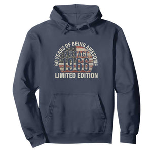 60th Birthday Hoodie Vintage 1966 Limited Edition 60 Years Of Being Awesome American Flag TS11 Navy Print Your Wear