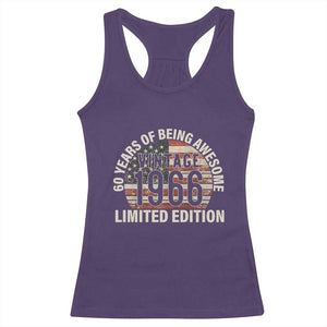 60th Birthday Racerback Tank Top Vintage 1966 Limited Edition 60 Years Of Being Awesome American Flag TS11 Purple Print Your Wear