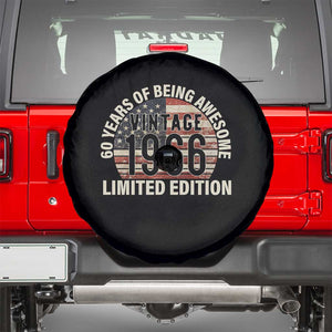 60th Birthday Spare Tire Cover Vintage 1966 Limited Edition 60 Years Of Being Awesome American Flag TS11 Black Print Your Wear