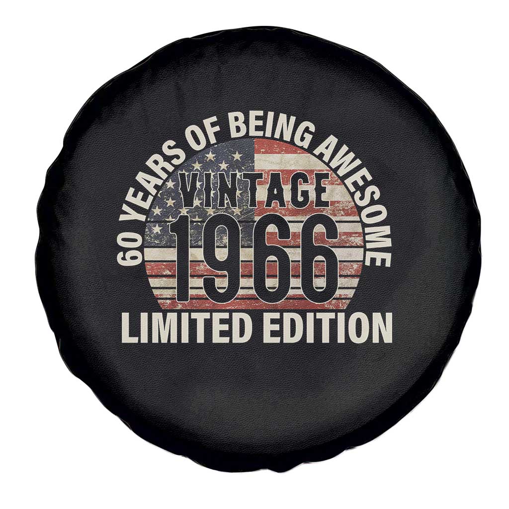 60th Birthday Spare Tire Cover Vintage 1966 Limited Edition 60 Years Of Being Awesome American Flag TS11 Print Your Wear