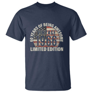 60th Birthday T Shirt Vintage 1966 Limited Edition 60 Years Of Being Awesome American Flag TS11 Navy Print Your Wear