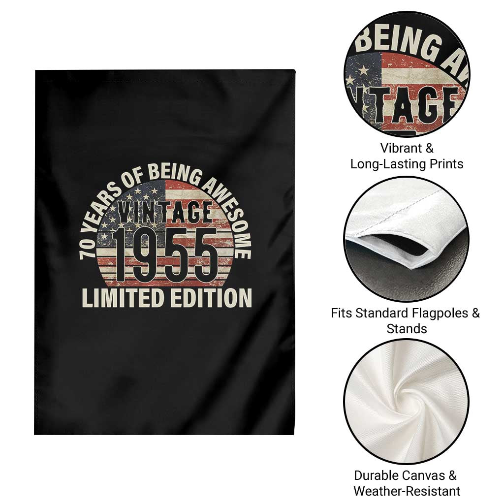 70th Birthday Garden Flag Vintage 1955 Limited Edition 70 Years Of Being Awesome American Flag TS11 Print Your Wear