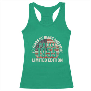 70th Birthday Racerback Tank Top Vintage 1955 Limited Edition 70 Years Of Being Awesome American Flag TS11 Irish Green Print Your Wear