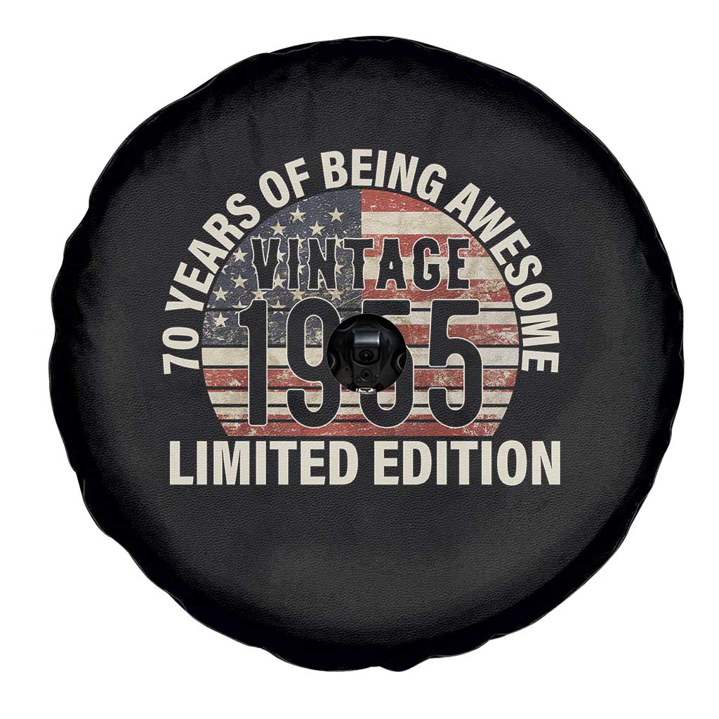 70th Birthday Spare Tire Cover Vintage 1955 Limited Edition 70 Years Of Being Awesome American Flag TS11 Print Your Wear