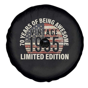 70th Birthday Spare Tire Cover Vintage 1955 Limited Edition 70 Years Of Being Awesome American Flag TS11 Print Your Wear