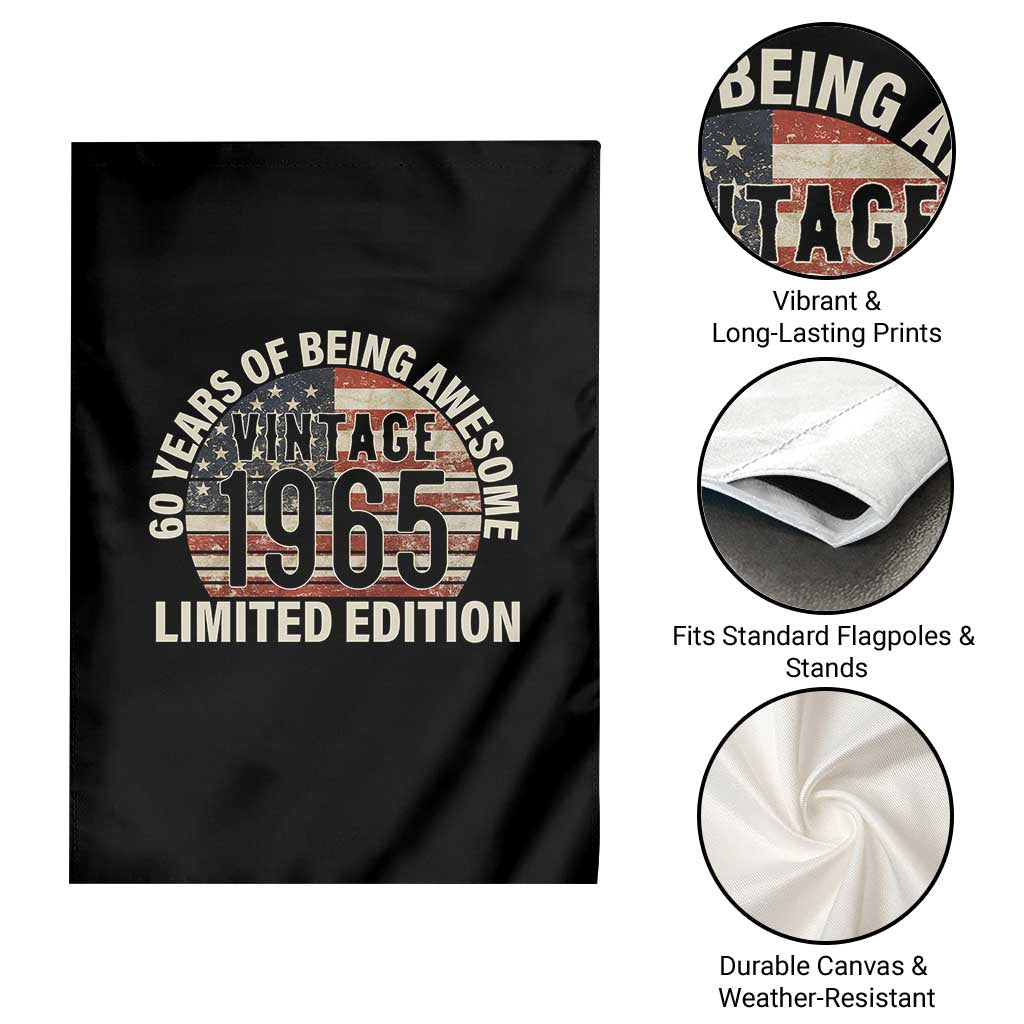 60th Birthday Garden Flag Vintage 1965 Limited Edition 60 Years Of Being Awesome American Flag TS11 Print Your Wear