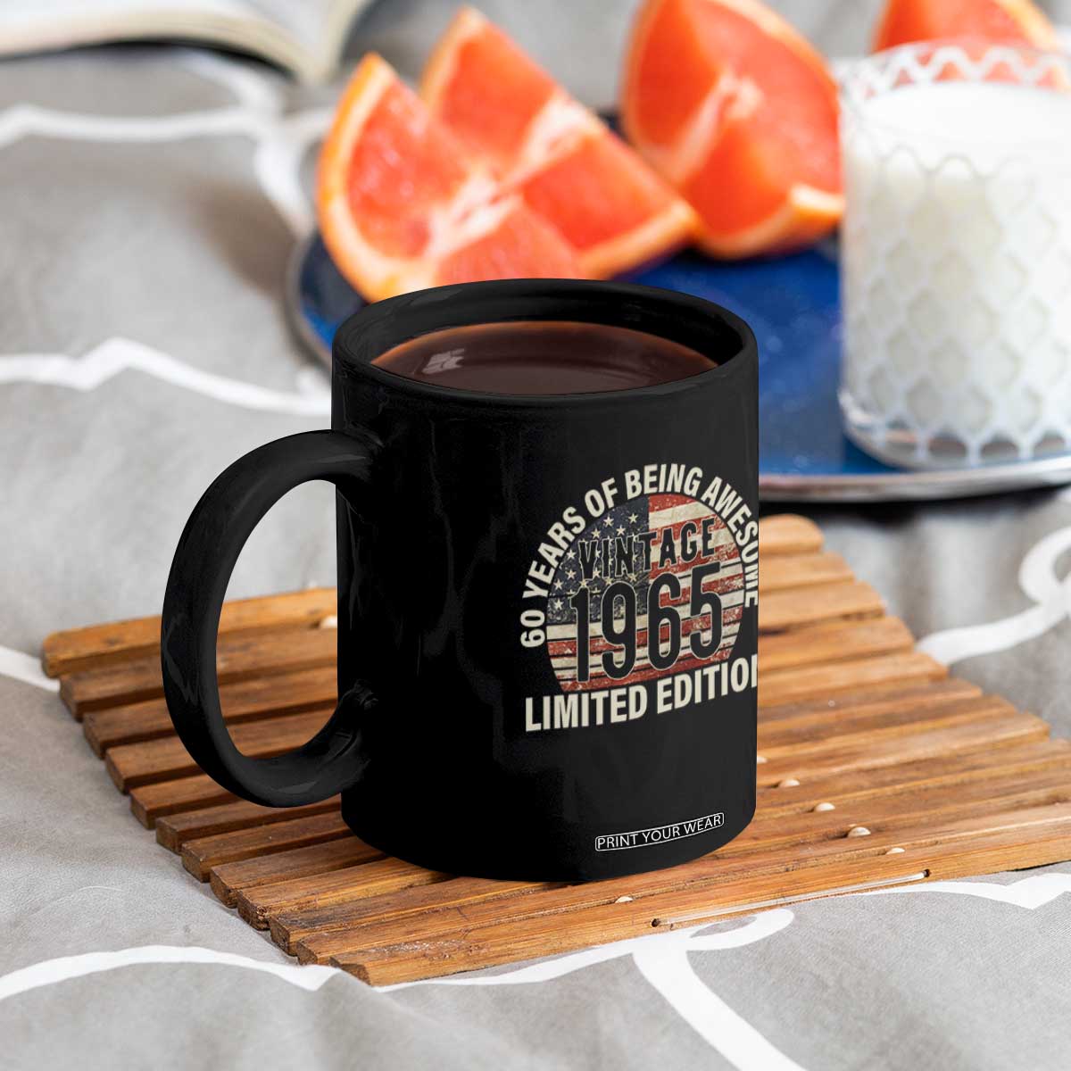 60th Birthday Coffee Mug Vintage 1965 Limited Edition 60 Years Of Being Awesome American Flag TS11 Print Your Wear