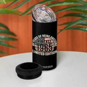 60th Birthday 4 in 1 Can Cooler Tumbler Vintage 1965 Limited Edition 60 Years Of Being Awesome American Flag TS11 Print Your Wear