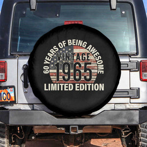 60th Birthday Spare Tire Cover Vintage 1965 Limited Edition 60 Years Of Being Awesome American Flag TS11 No hole Black Print Your Wear